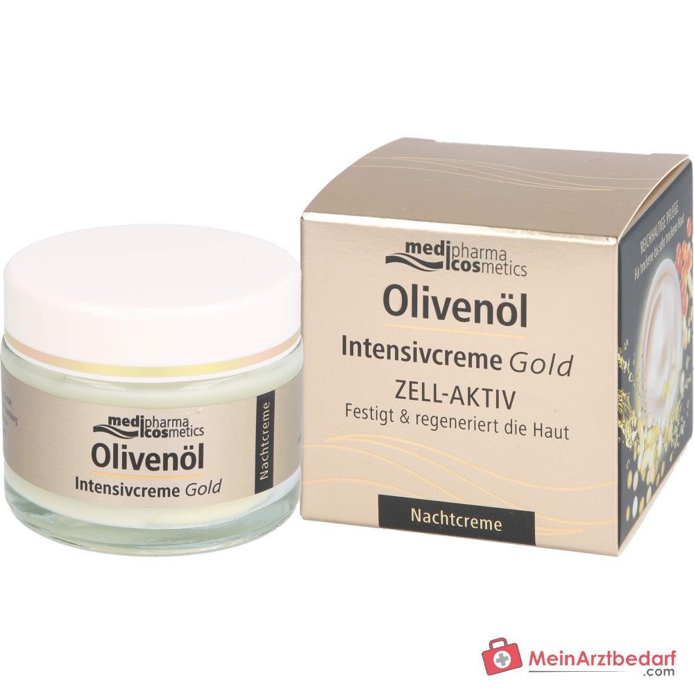 medipharma cosmetics Crema intensiva de aceite de oliva Gold con células activas Crema de noche, 50 ml