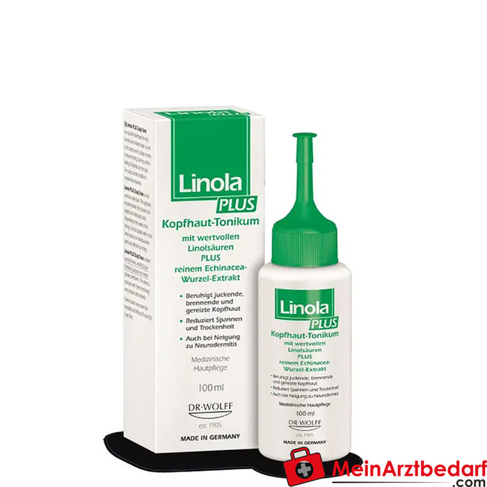 Linola PLUS tonico per il cuoio capelluto - tonico per capelli per prurito, bruciore o irritazione del cuoio capelluto, 100ml