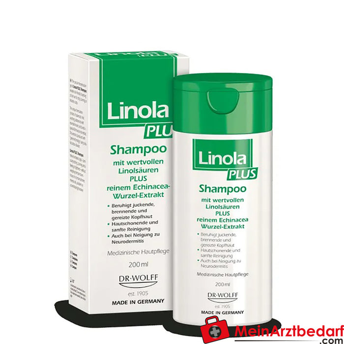 Linola PLUS Shampoo - Soin capillaire pour cuir chevelu qui démange, brûle ou est irrité, 200ml