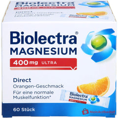 Biolectra Magnesium 400 mg ultra Direct Magnesiumoxid Micro-Pellets Orangengeschmack, 60 Sticks.
