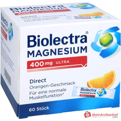 Biolectra Magnesium 400 mg ultra Direct Magnesiumoxid Micro-Pellets Orangengeschmack, 60 Sticks.