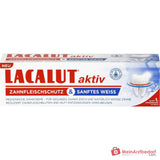 Lacalut Aktiv Zahnfleischschutz und Sanftes Weiß Natriumfluorid / Natriumhyaluronat / Chlorhexidin / Bromelain / Papain Zahncreme, 75 ml.