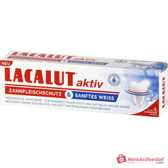 Lacalut Aktiv Zahnfleischschutz und Sanftes Weiß Natriumfluorid / Natriumhyaluronat / Chlorhexidin / Bromelain / Papain Zahncreme, 75 ml.