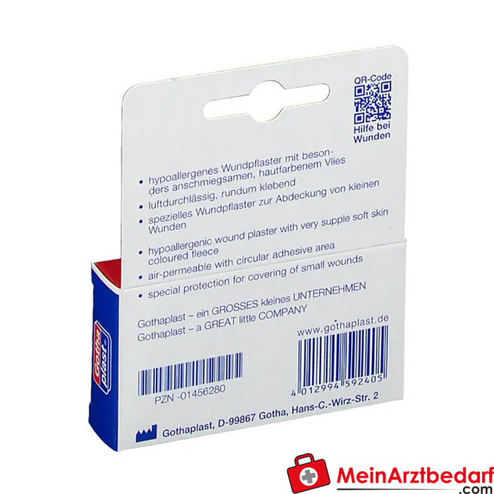 Gothaplast® emplastros para feridas velo macio (hipoalergénico) 2,5 cm de diâmetro, 20 unidades.
