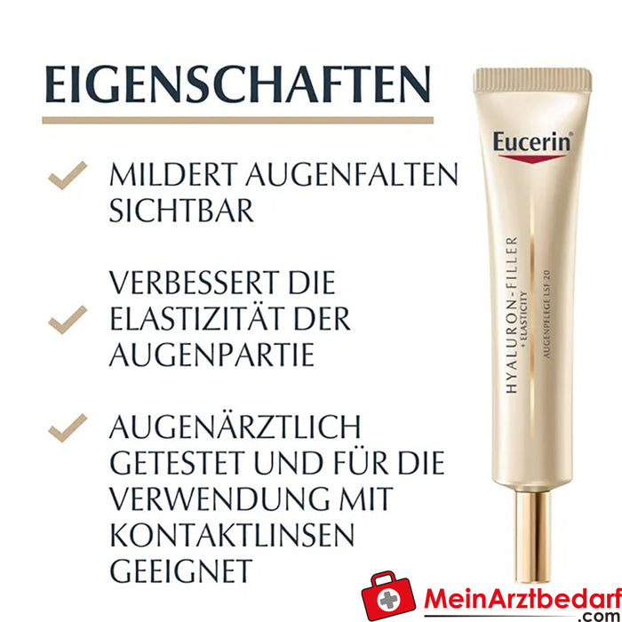 Eucerin® HYALURON-FILLER + ELASTICITY Soin contour des yeux SPF 20 - contre les rides autour des yeux, 15ml