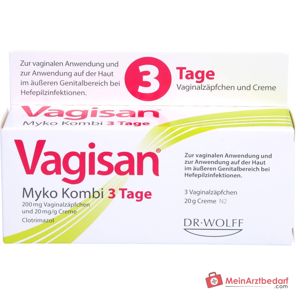 Vagisan Myko Kombi 3 Tage Vaginalzäpfchen und Creme, 1 Kombipackung.