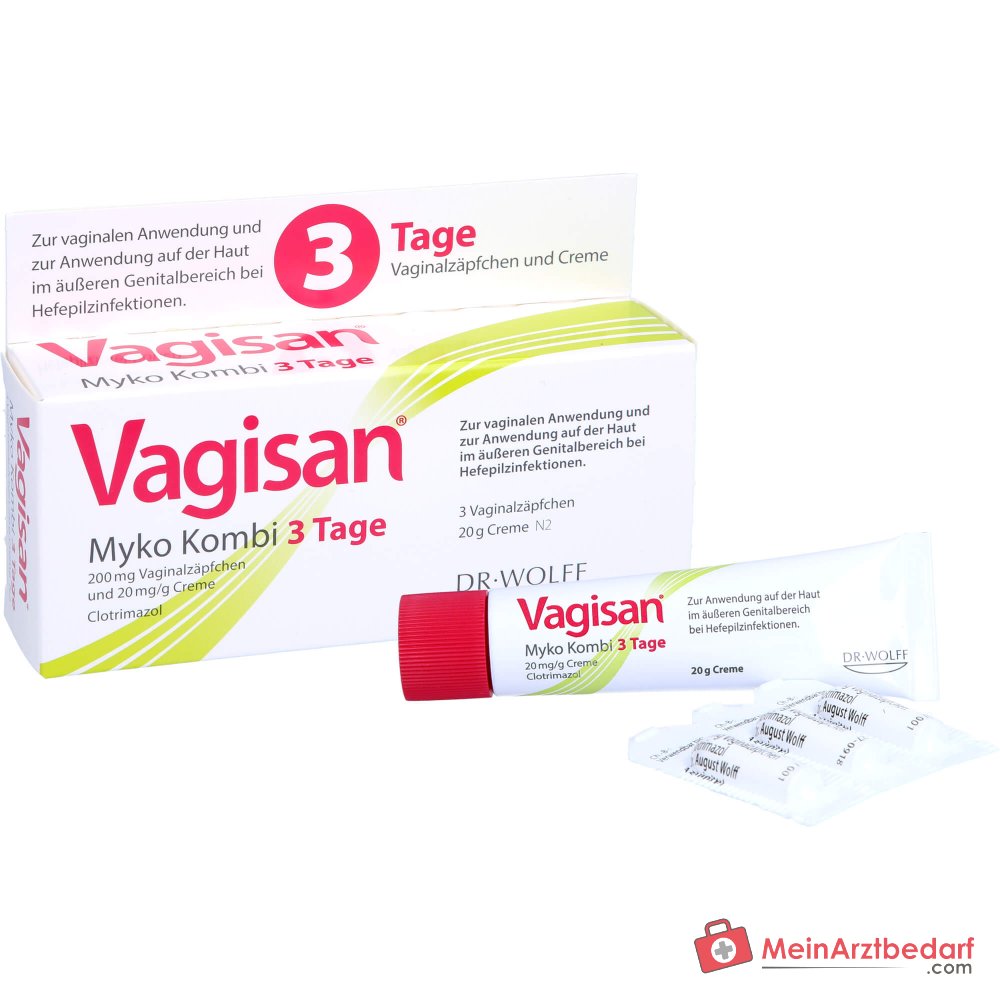 Vagisan Myko Kombi 3 Tage Vaginalzäpfchen und Creme, 1 Kombipackung.