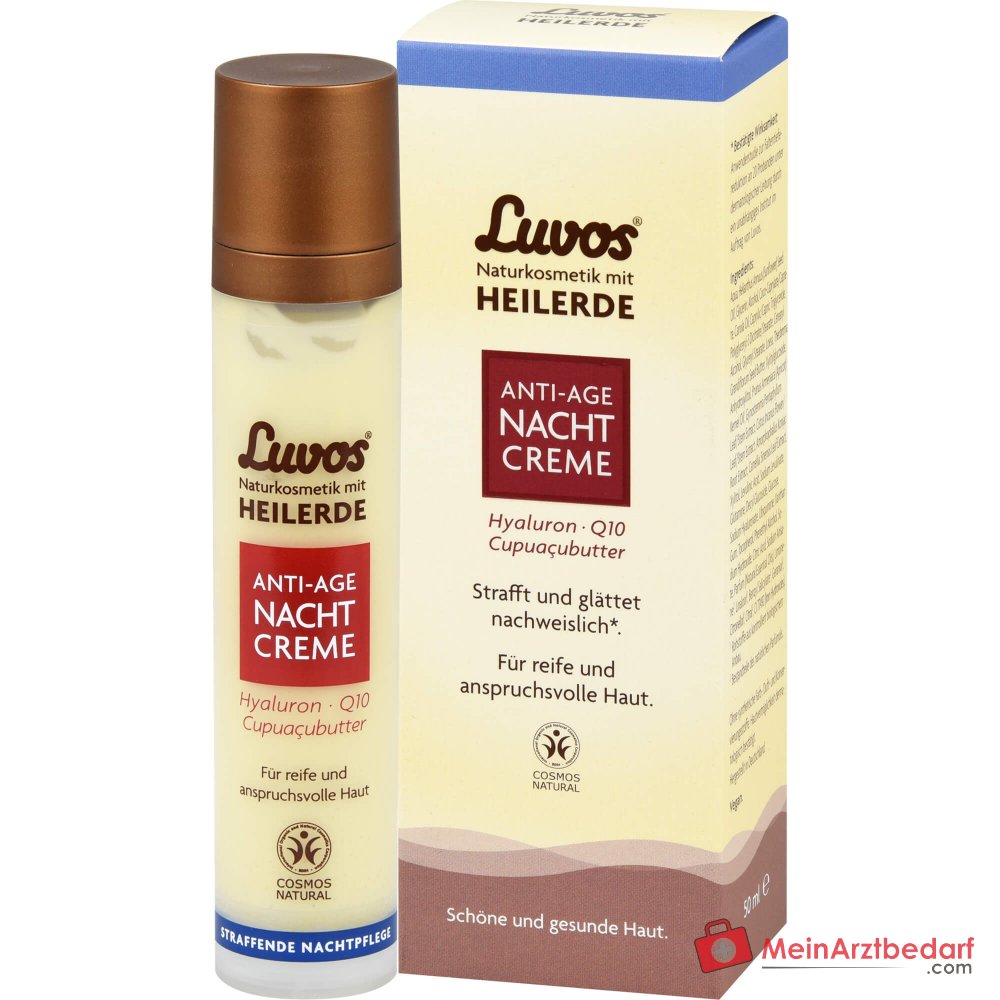 Luvos Heilerde Anti-Age Nachtcreme Heilerde / Hyaluronsaeure / Q10 / Matcha / Zistrose / Cupuacubutter Nachtcreme, 50 ml.
