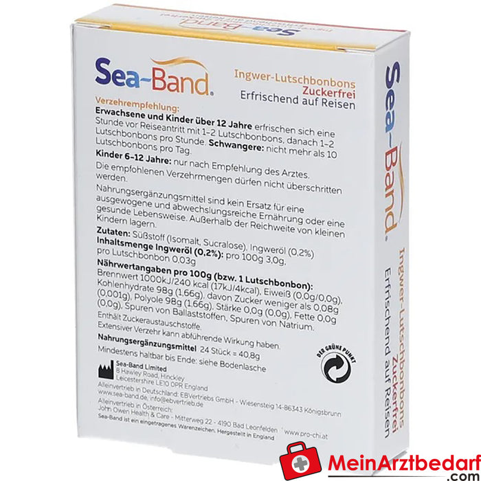 SEA BAND® Bonbons à sucer au gingembre, 24 pcs.