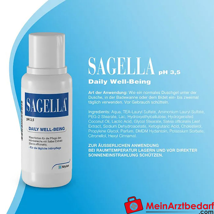 Sagella® pH 3.5 Bem-Estar Diário - loção de lavagem íntima, 100ml