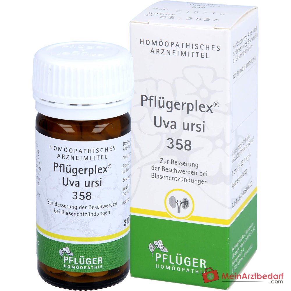 Pflüger Pflügerplex Uva ursi 358 Aconitum napellus / Arctostaphylos uva-ursi / Colocynthis / Hydrargyrum bichloratum / Lytta vesicatoria / Solanum dulcamara / Thuja occidentalis tabletten, 100 st.