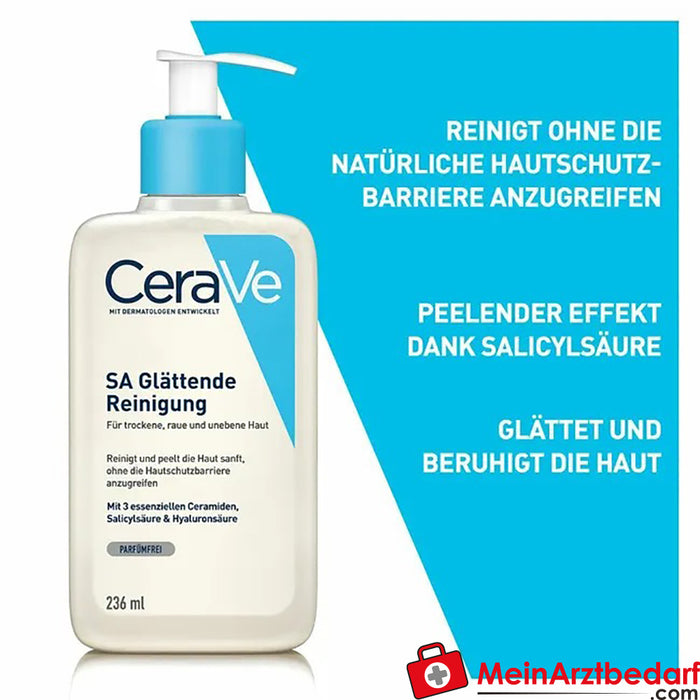CeraVe SA Glättende Reinigung: mildes Reinigungsgel für Gesicht und Körper bei trockener Haut, 236ml