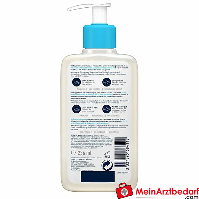 CeraVe SA Pürüzsüzleştirici Temizleme: kuru ciltli yüz ve vücut için hafif temizleme jeli, 236ml