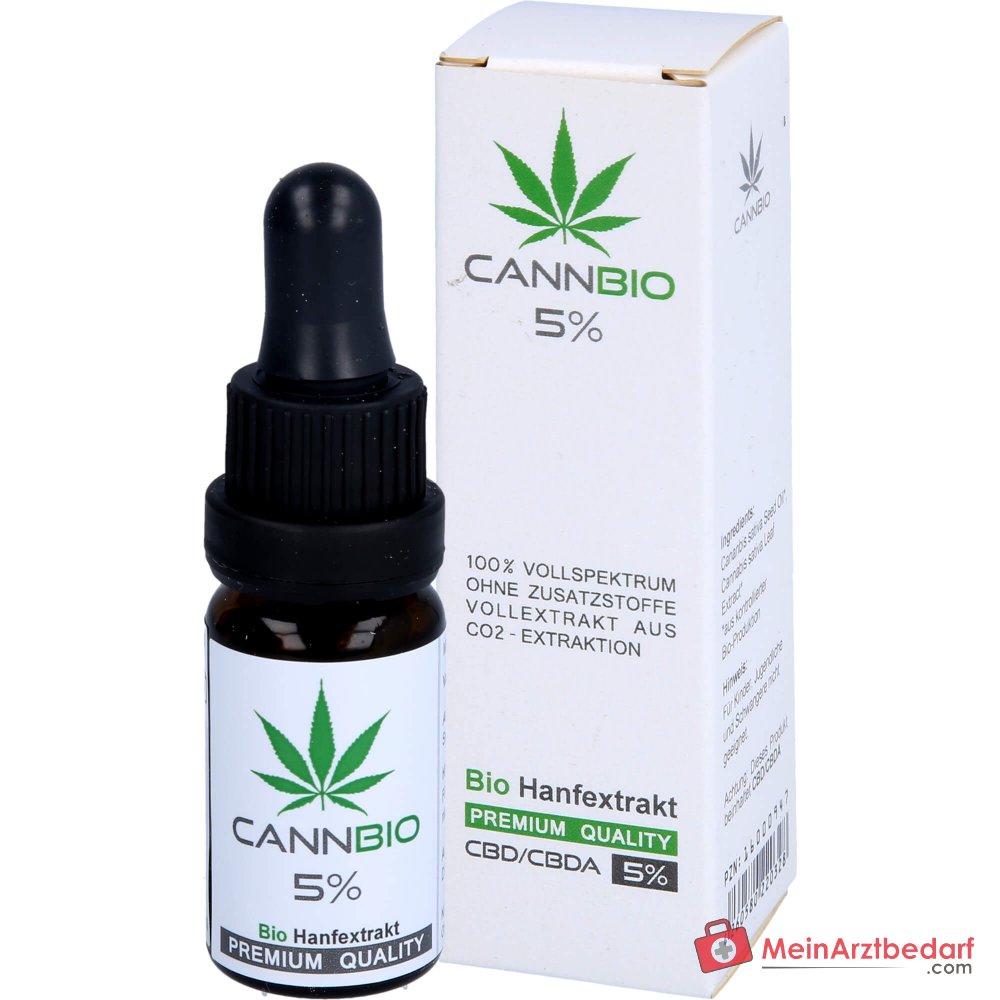 CANNBIO CBD 5% Cannabidiol Bio Hennep Vollextract Druppels, 10 ml