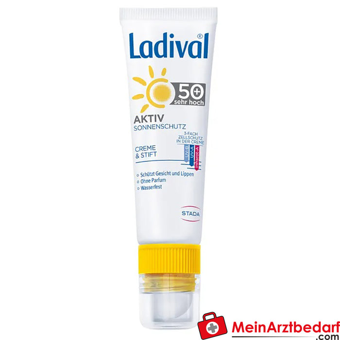 Ladival® Active Cream &amp; Stick 2'si 1 Arada Güneş Koruması SPF 50+, 1 adet.