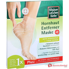 Allgäuer Latschenkiefer Hornhaut Entferner Maske Plus mit Salicylsäure / Fruchtsäuren / Latschenkiefernöl Fußmaske, 1 Packung.