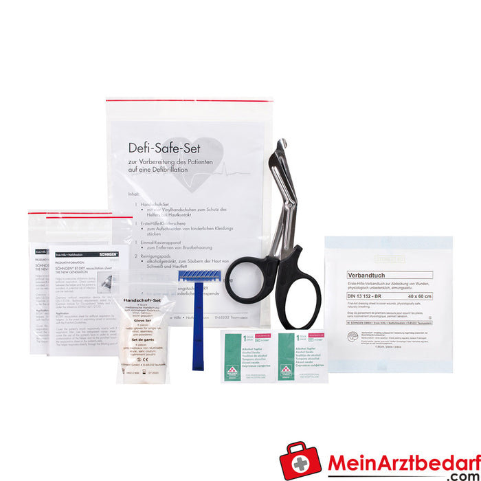 Conjunto Defi-Safe para preparar o doente para a desfibrilhação