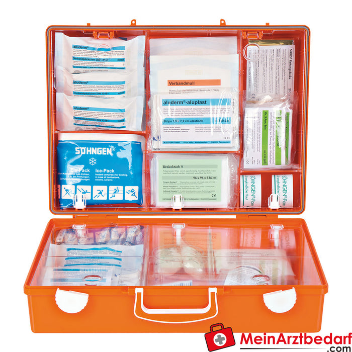 Söhngen first aid kit MT-CD orange with filling Standard ERW DIN 13169