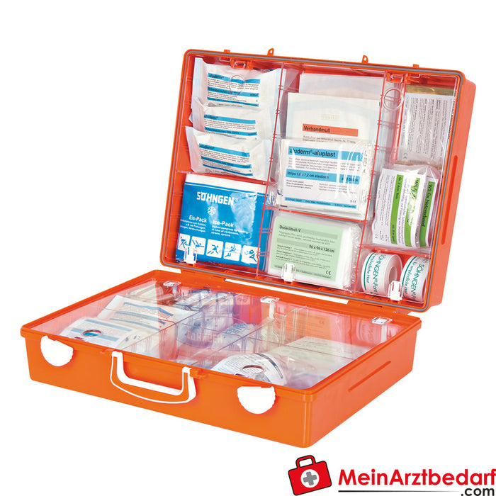 Mallette de premiers secours Söhngen MT-CD orange avec remplissage standard ERW DIN 13169