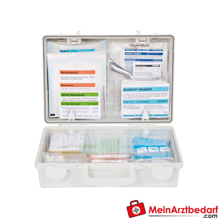 Mallette de premiers secours Söhngen SN-CD blanche avec remplissage standard ERW DIN 13157