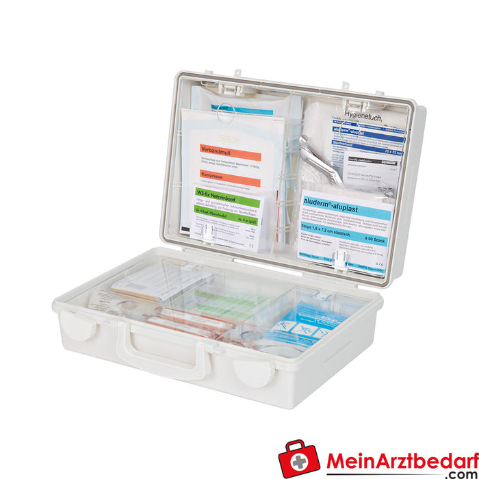 Mallette de premiers secours Söhngen SN-CD blanche avec remplissage standard ERW DIN 13157