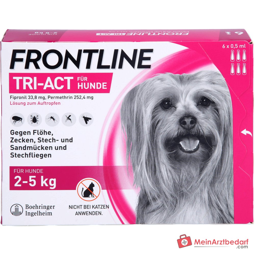 FRONTLINE TRI-ACT Fipronil/Permethrin Spot-on für Hunde 2–5 kg 6 Pipetten