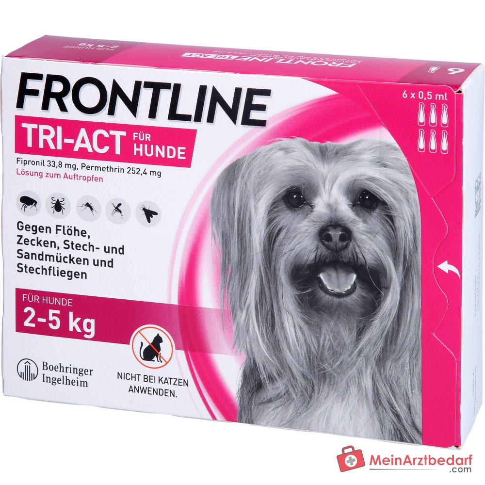 FRONTLINE TRI-ACT Fipronil/Permethrin Spot-on für Hunde 2–5 kg 6 Pipetten