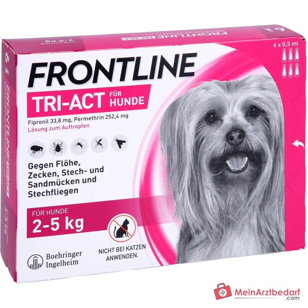 FRONTLINE TRI-ACT Fipronil/Permethrin Spot-on für Hunde 2–5 kg 6 Pipetten