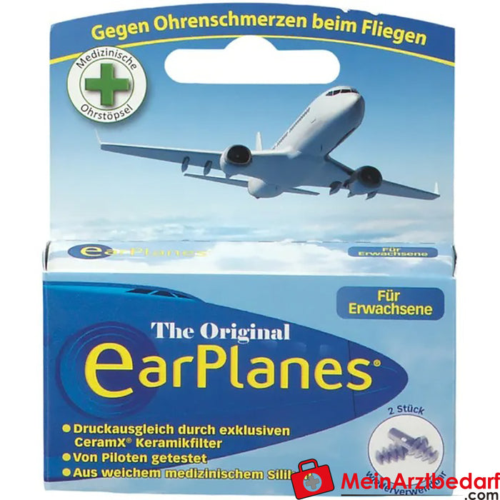 Yetişkinler için EarPlanes® kulak tıkacı, 2 adet.