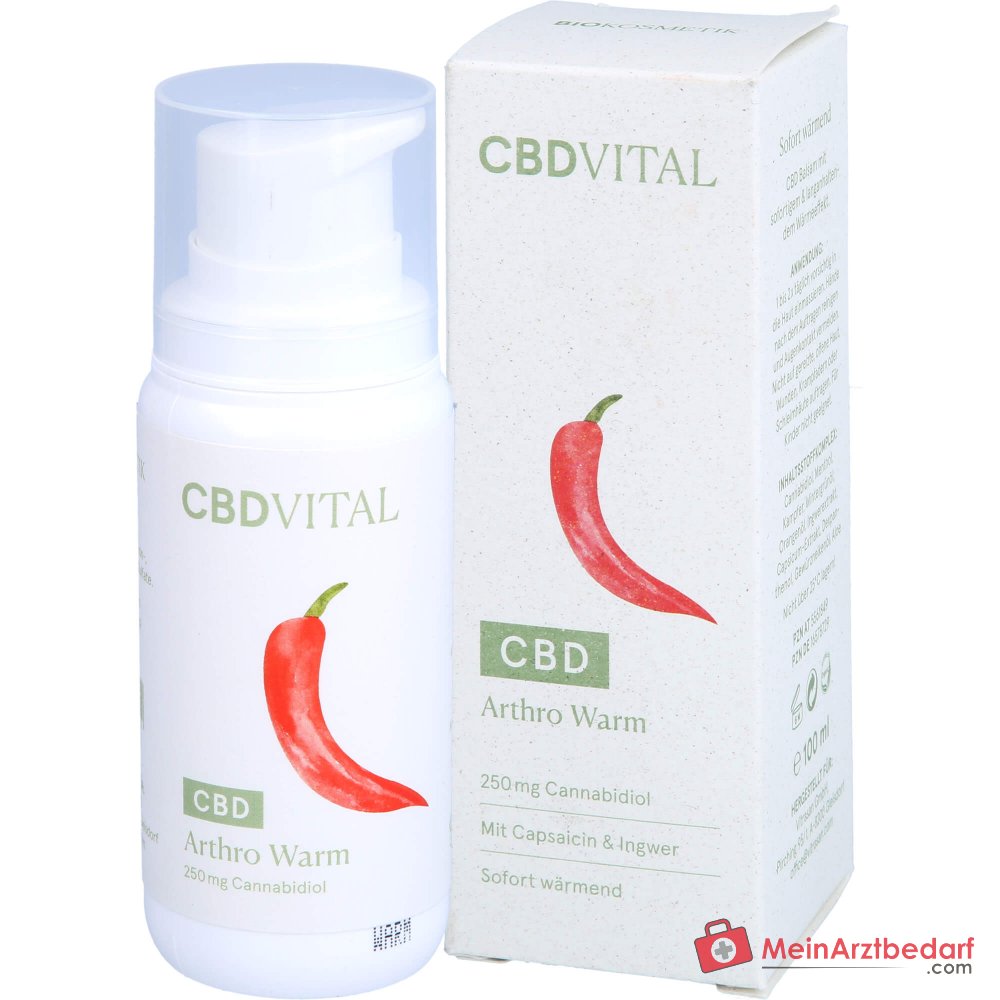 CBD Arthro Warm Cannabidiol / Extrait de Boswellia / MSM / Menthol / Camphre / Huile d'orange / Extrait de gingembre / Extrait de capsicum / Panthénol / Huile de clou de girofle / Crème chauffante Aloe Vera, 100 ml