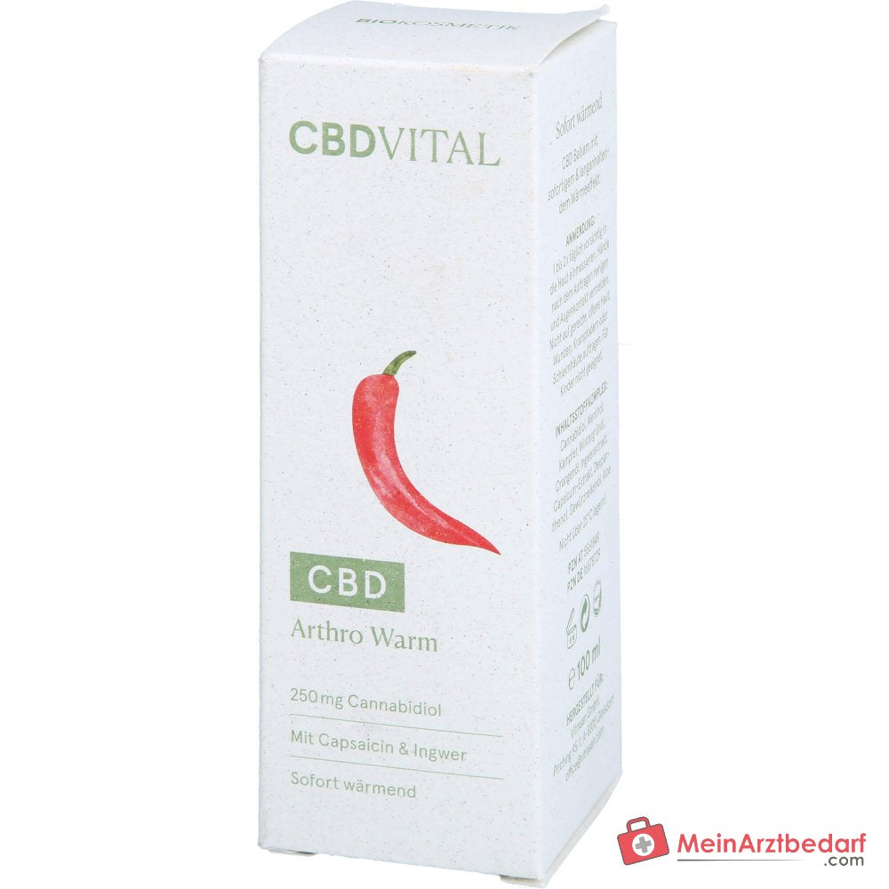 CBD Arthro Warm Cannabidiol / Extrait de Boswellia / MSM / Menthol / Camphre / Huile d'orange / Extrait de gingembre / Extrait de capsicum / Panthénol / Huile de clou de girofle / Crème chauffante Aloe Vera, 100 ml