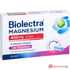 Biolectra Magnesium 400 mg Ultra 3-Phasen-Depot Magnesium / Vitamin B1 / Vitamin B2 / Vitamin B6 / Vitamin B12 Tabletten, 30 St..