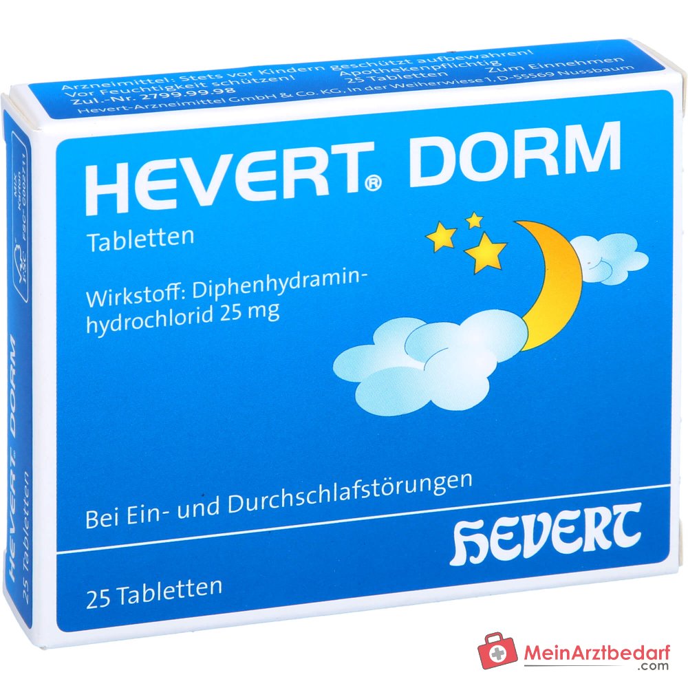 Hevert Dorm 25 mg Diphenhydramin Tabletten 20 Stück, 25 St.