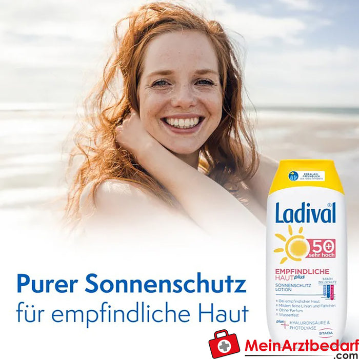 Ladival® Sensitive skin plus nourishing sun protection lotion SPF 50+ with hyaluronic acid & photolyase