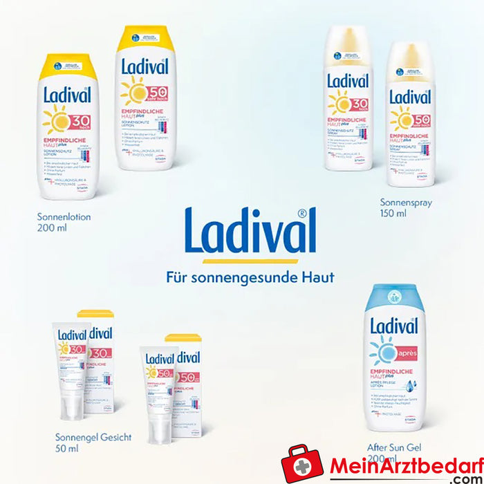 Ladival® Loción de protección solar nutritiva SPF 50+ para pieles sensibles con ácido hialurónico y fotoliasa