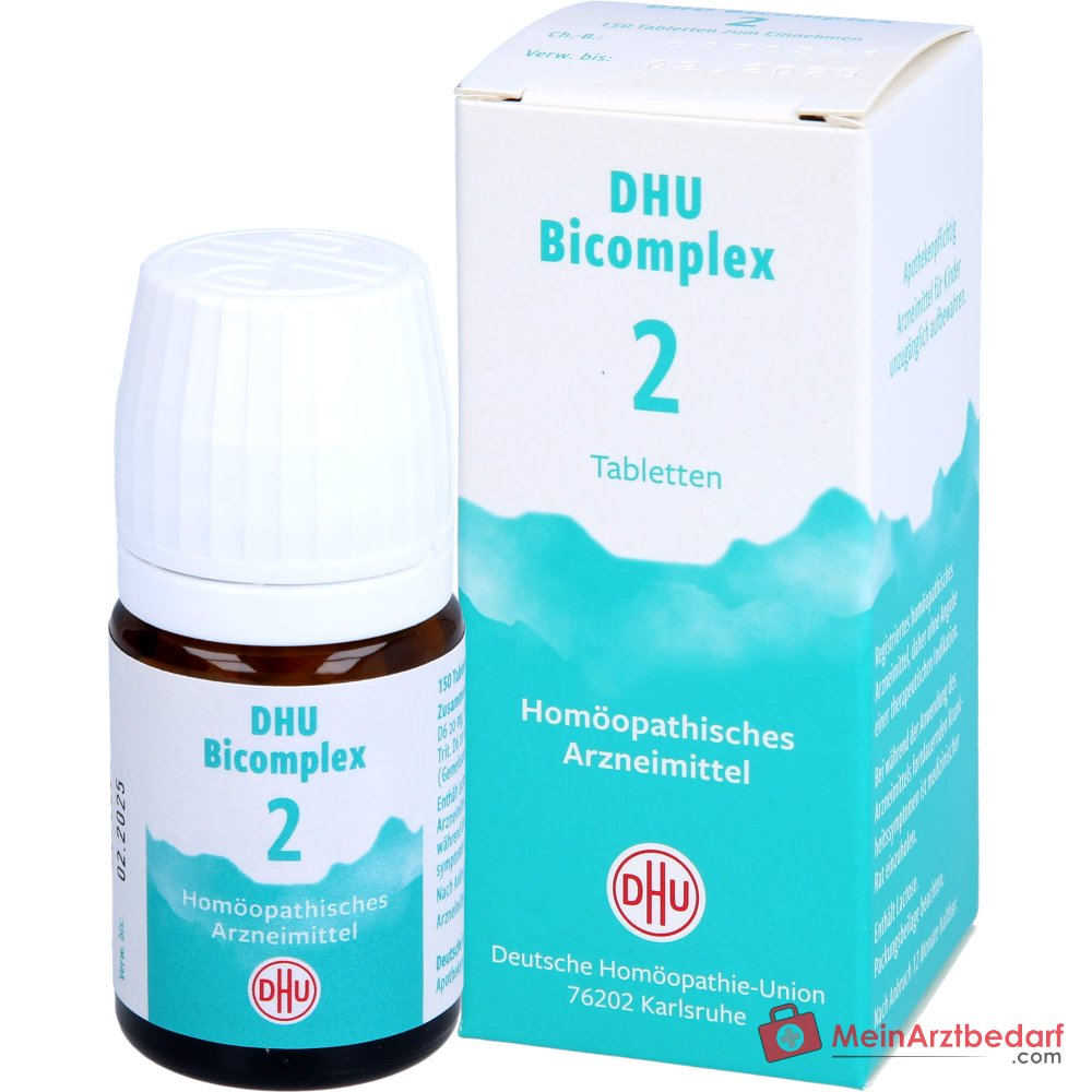 DHU Bicomplex 2 Tabletten – Calcium phosphoricum D6, Ferrum phosphoricum D6, Kalium phosphoricum D6, Natrium chloratum D6, Silicea D12, 150 Stück