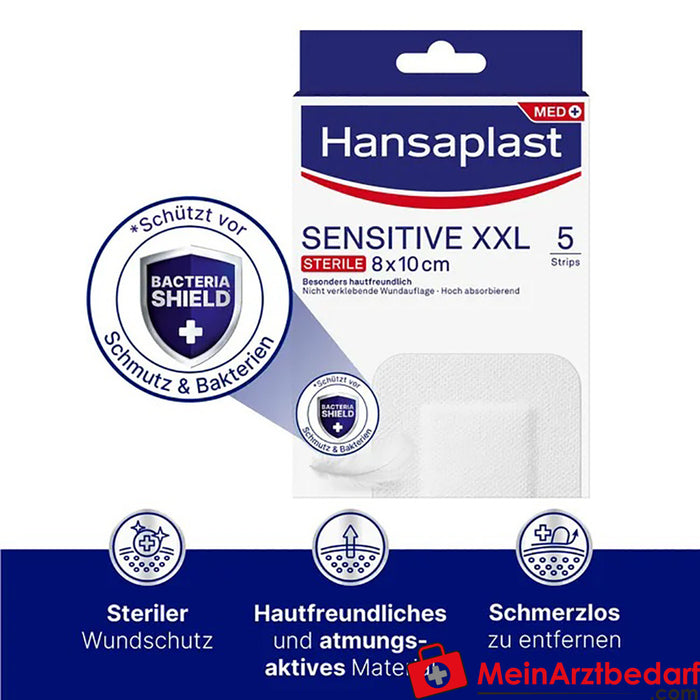 Hansaplast Sensitive XXL 8 x 10 cm, 5 pz.