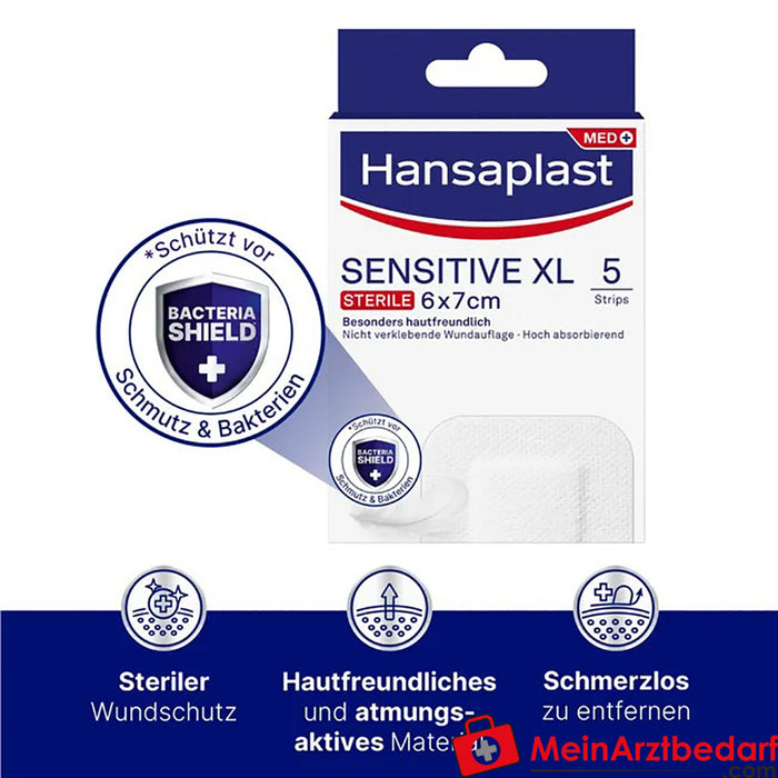 Hansaplast Sensitive XL 6 x 7 cm, 5 uds.