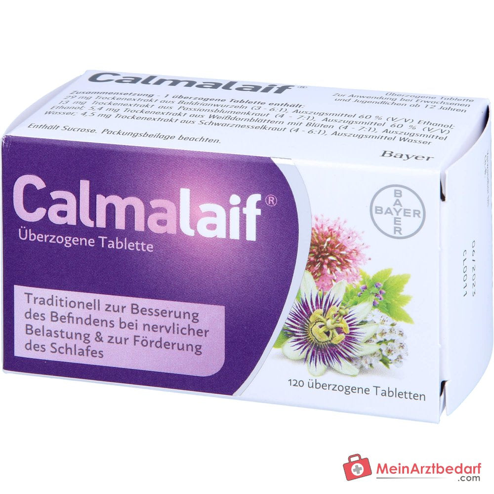 Calmalaif Baldrian Passionsblume Schwarznessel Weißdorn überzogene Tabletten 120 Stück