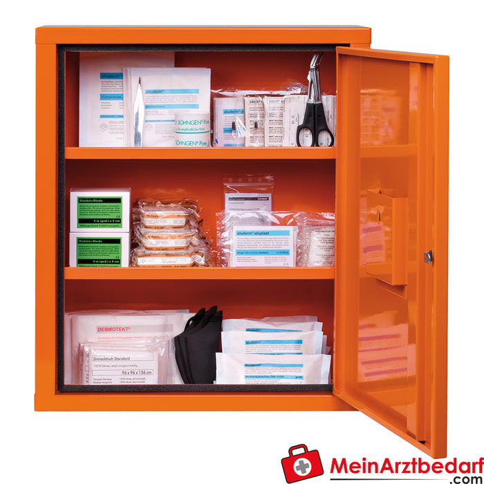 Armoire à pharmacie Söhngen EUROSAFE orange avec remplissage selon ÖNORM Z 1020 2