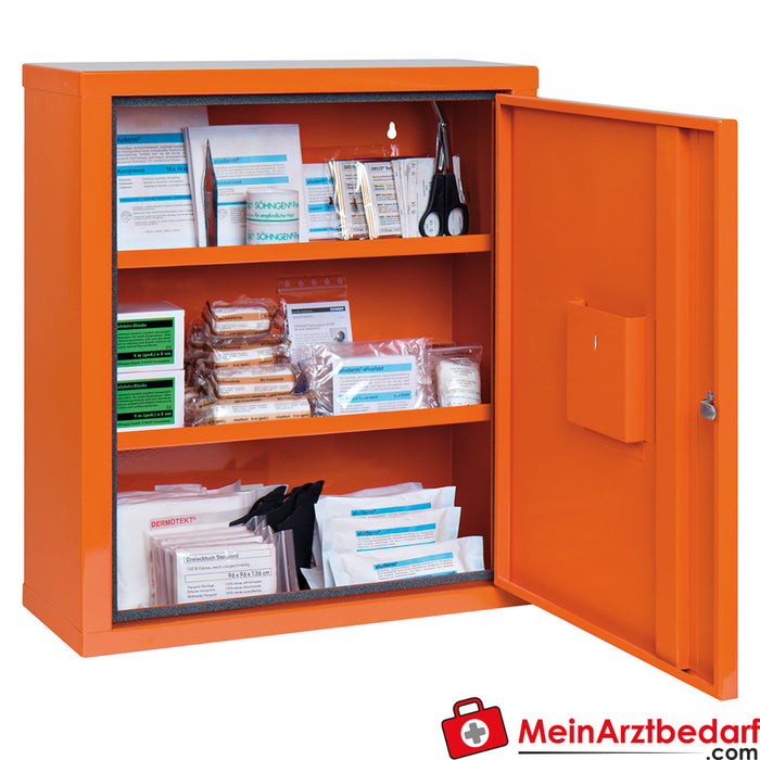 Söhngen dressing cabinet EUROSAFE orange with filling according to ÖNORM Z 1020 2