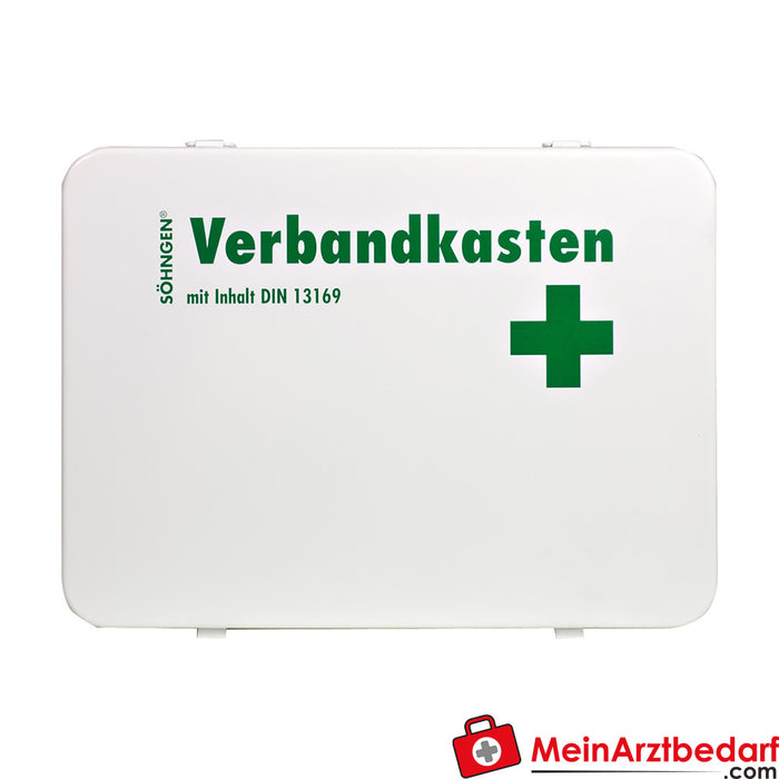 Cassetta di pronto soccorso Söhngen OSLO in lamiera d'acciaio bianca con riempimento a norma DIN 13169