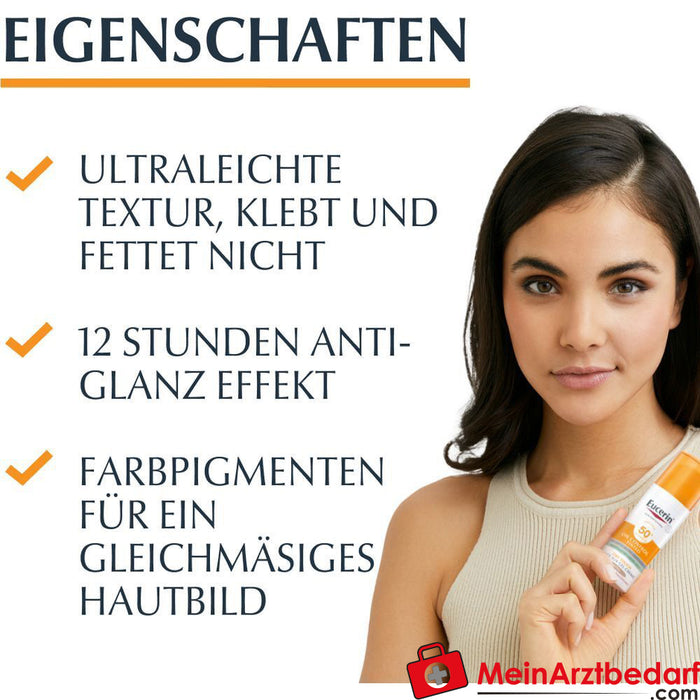 Eucerin® Oil Control Getinte Gezichtszonnebrandcrème met SPF 50+ - voor vette en onzuivere huid, 50ml