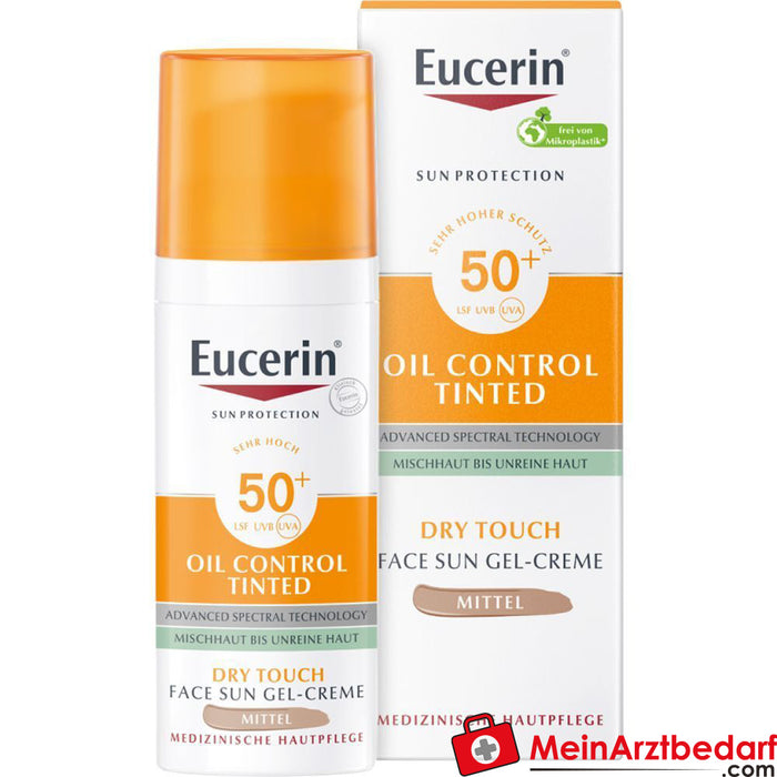 Eucerin® Oil Control Tinted Face Sun Gel-Cream con SPF 50+ - protezione solare colorata per pelli grasse e con imperfezioni - media
