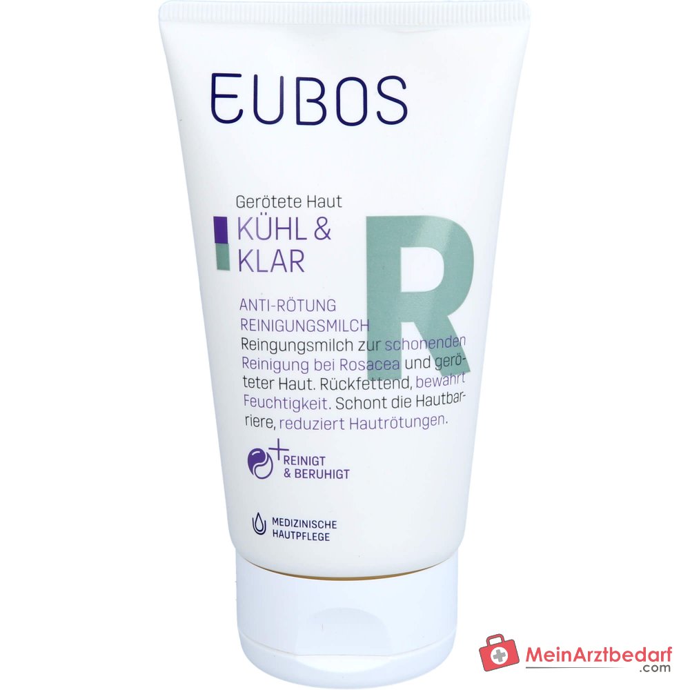 Eubos Kühl und Klar Anti-Rötung Reinigungsmilch Bisabolol / Jojobaöl / Hagebuttenkernöl / Pflaumenkernöl / Italienische Immortelle Reinigungsmilch, 150 ml.