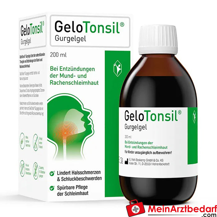 Żel do płukania gardła GeloTonsil łagodzi ból gardła i trudności w przełykaniu, 200 ml