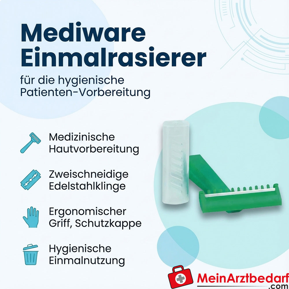 Rasoio monouso Mediware con cappuccio protettivo, 100 pz./pz.