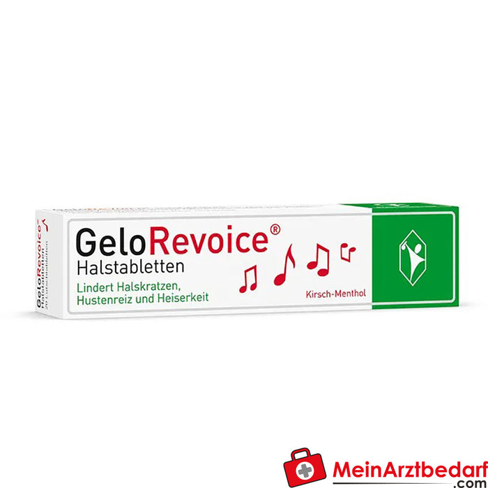 GeloRevoice boğaz tabletleri ses kısıklığı ve ses kaybı için kiraz-mentol, 20 adet.
