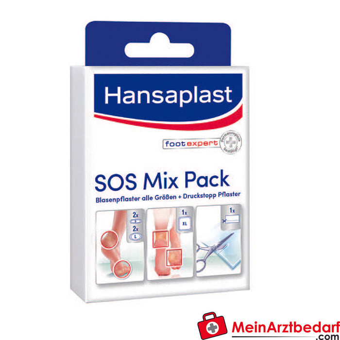 Hansaplast Sos Mix Pack, 5 blaarpleisters
 alle maten + drukstop