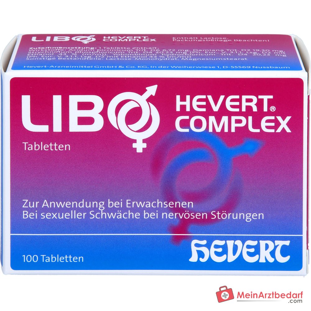 Hevert Libo Complex comprimés homéopathiques avec Acidum picrinicum et Damiana 100 pièces.